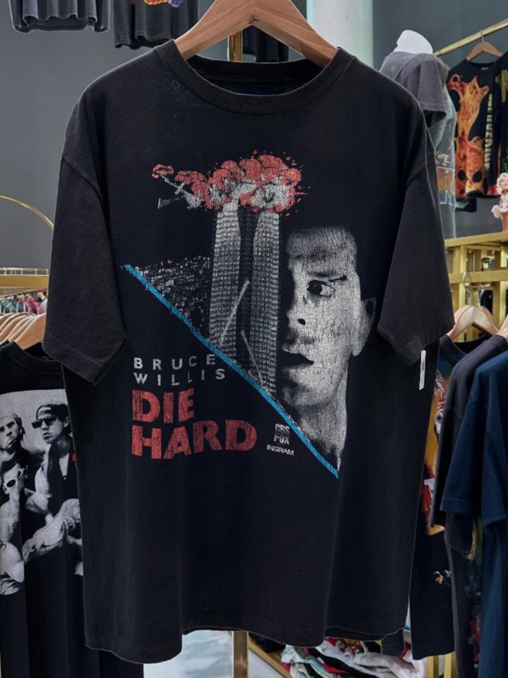 90s Die Hard Bruce Willis Rare Black T-Shirt